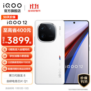 vivo iQOO 12 第三代骁龙8 自研电竞芯片Q1 144Hz 1.5K超感屏 120W闪充 电竞游戏旗舰 5G直屏手机 传奇版 16GB+512GB