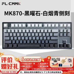 腹灵（FL·ESPORTS）MK870-有线单模机械键盘 黑曜石-白青烟侧刻键帽-青轴(段落轴) RGB灯光 游戏键盘