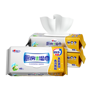 心相印厨房湿巾 40抽*3包 金装去污去油厨房专用湿纸巾 新老包装随机发