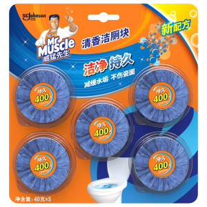 威猛先生（Mr Muscle） 洁厕宝 40g*5块 清香型 洁厕块 马桶清洁 蓝泡泡 超市同款