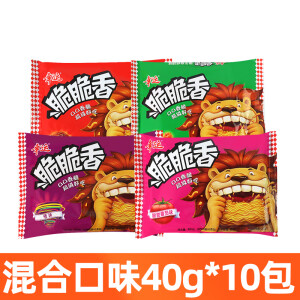 幸运干脆面干吃即食方便面整箱8090后怀旧零食休闲食品小吃 (40g*10包)混合口味