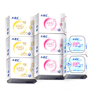 ABC全周期卫生巾组合 KMS纤薄8包92片(日用24片+夜用24片+护垫44片)