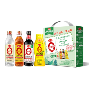 海天 生抽酱油500ml+蚝油+料酒+醋 0添加礼盒【 酿造酱油】