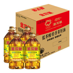 金龙鱼 食用油 低芥酸 非转基因压榨 特香菜籽油5L*4箱装