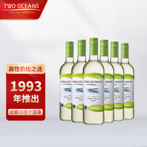 双洋（TWO OCEANS）南非 清爽果香干白葡萄酒 750ml 整箱