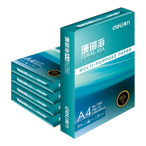 得力（deli）【5箱囤货装】珊瑚海A4打印纸 70g500张*5包一箱 双面复印纸 7361