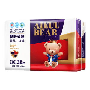 爱酷熊（AIKUUBEAR）畅吸拉拉裤XXXXL76全包臀婴儿男女通用超薄透气尿不湿（18-20kg）