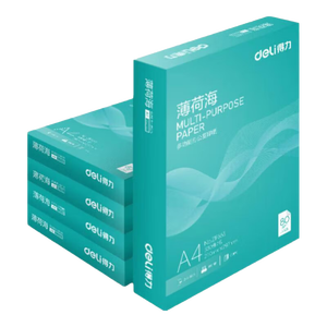 得力（deli）薄荷海A4打印纸 80g500张*5包一箱 加厚双面复印纸 高性价比草稿纸 整箱2500张【集采推荐】