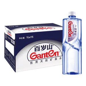景田 百岁山 饮用天然矿泉水1L*15瓶 整箱装 家庭健康饮用水