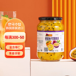 韩馫 韩国进口 蜂蜜柚子百香果茶1000g/瓶补充维C果实茶早餐冲饮DIY茶饮料补充维C果实茶