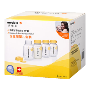 美德乐（Medela）奶瓶储奶瓶存奶瓶喂奶食物保鲜婴儿宝宝PP材质150ml（4个装）