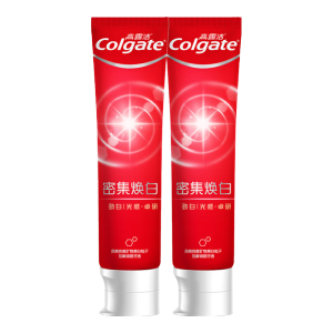 高露洁（Colgate）密集焕白美白牙膏去牙渍亮白牙齿含氟清新口气清爽薄荷味120g*2