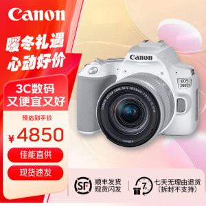 佳能（Canon）EOS 200D II 二代单反相机（EF-S 18-55mm IS STM) 4K视频Vlog拍摄200DII 18-55入门相机 白色 官方标配