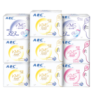 ABC日夜用卫生巾组合 姨妈巾套装KMS纤薄9包62片(日用40片+夜用22片)