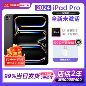 苹果 官网同款 ipadpro2024 11寸平板 iPad Pro 海外版全新未激活 黑色【80%客户推荐】 256GB WIFI版【90%客户推荐】 未拆封未使用