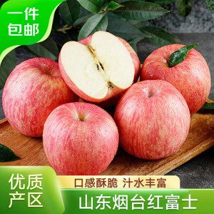 京鲜生 山东烟台红富士苹果 净重5斤 果径80mm+ 新鲜水果 源头直发