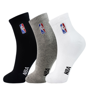 NBA袜子男士夏季休闲运动袜吸汗无骨精梳棉袜刺绣训练跑步篮球袜3双