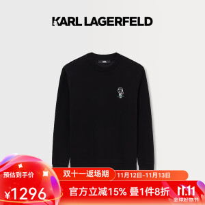 Karl Lagerfeld卡尔拉格斐轻奢老佛爷男装 春后背IKONIK头像卫衣男 黑色 XL