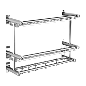 桂枫 浴室卫生间置物架免打孔(双层)洗手间收纳壁挂卫浴不锈钢毛巾架