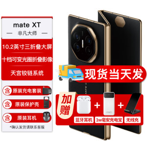 华为HUAWEImatext 非凡大师 华为三折叠屏手机 超纤薄岩脉纹理 10.2英寸超形态三折叠大屏 玄黑16GB+1TB 【免息版24期】