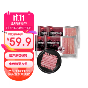 恒都国产原切精选牛肉卷500g*4 冷冻 谷饲牛肉 牛前腿肉