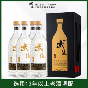 武陵酒 琥珀升级版 1000ml 酱香型白酒 礼盒装 公斤装 商务用酒 53度 1000mL 4瓶 【原箱发货】