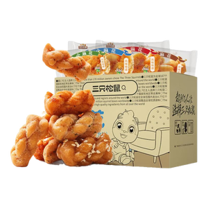 三只松鼠混合口味小麻花500g箱装芝麻麻辣海苔竹盐中式糕点点心下午茶酥脆