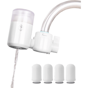 京东京造 水龙头净水器 过滤器 家用厨房自来水前置过滤器 可视化可清洗滤芯 1机4芯套装