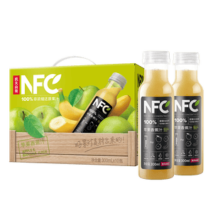 农夫山泉100%纯果汁NFC苹果香蕉混合汁300ml*10瓶整箱鲜果压榨礼盒