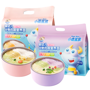 小鹿蓝蓝婴幼儿谷物肉蔬营养面宝宝辅食面条加钙加锌6个月以上宝宝面450g 元气款*1+活力款*1【36小袋】