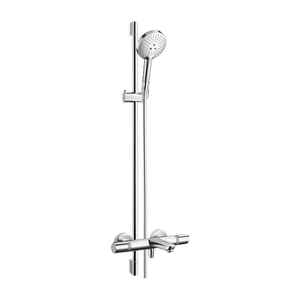 汉斯格雅（Hansgrohe） 飞雨淋浴花洒套装境雨手持节水型恒温下出水浴缸龙头智能花洒 120三速飞雨圆形+升降杆+恒温龙头15348