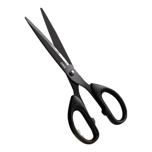 得力（deli）办公剪刀黑刃防锈中号180mm文具剪子快递刀裁缝剪刀家用生活手工剪纸刀办公用品 黑色6009-S