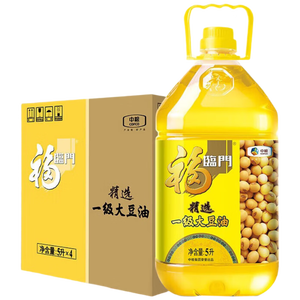 福临门食用油精选一级大豆油5L*4植物油（整箱装）商用少油烟