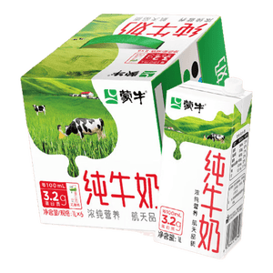 蒙牛全脂纯牛奶1L*6盒 家庭早餐老人儿童奶健身 送礼盒装