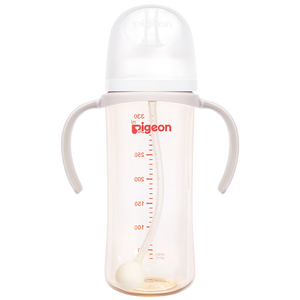 贝亲（Pigeon）自然离乳 PPSU重力球吸管双把手奶瓶 330mL 12月+ AA253