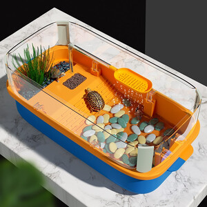 箱养巴西龟专用缸分离式防逃离加高沥水过滤家用乌龟盆造景别墅饲养箱