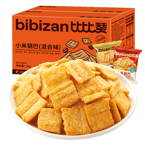比比赞（BIBIZAN）小米锅巴混合味1000g童年锅巴怀旧小吃办公室饼干膨化休闲零食品