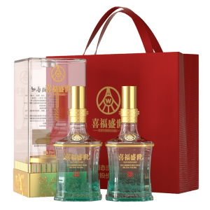 五粮液股份出品 喜福盛世祥和 浓香型白酒52度500ml*2瓶送礼礼盒装