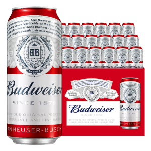 百威（Budweiser）红罐淡色拉格高端小麦啤酒  经典醇正铝罐啤酒 450mL 20罐 整箱装