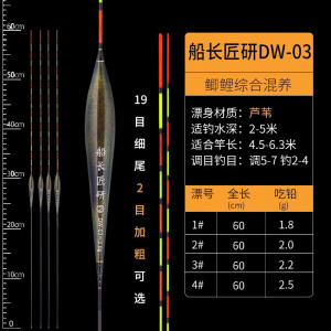 船长匠研竞技鱼漂野钓黑坑浮漂h01变色龙黑坑休闲鲫鱼鲤鱼老芦苇浮漂鱼标 正常尾细尾长度60 一套4支带漂盒