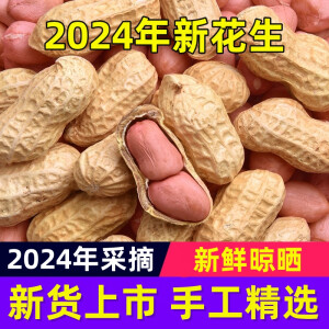 野升派2024年生花生带壳新粉皮干花生农家自种白沙果 带壳生花生(5斤)