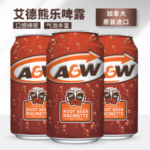 A&W北美版进口A&W Root Beer加拿大艾德熊乐啤露树根味汽水355ml*12 355mL12罐1箱日期至2025-2月 12罐装日期至2025-2月