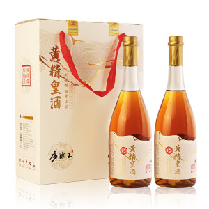 庐陵王黄精皇酒九蒸九晒黄精 房县清爽型黄酒740ml*2瓶礼盒装湖北特产 庐陵王黄精黄酒 740mL 2瓶 礼盒装