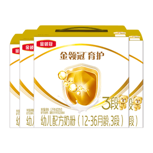 伊利金领冠育护幼儿配方奶粉3段12-36个月1200g*4盒【5倍DHA好脑力】