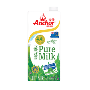 安佳（Anchor）4.4g原生高钙高蛋白全脂纯牛奶1L*12盒 新西兰进口草饲牛奶