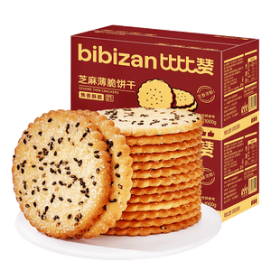 比比赞（BIBIZAN）芝麻薄脆饼干1kg宿舍整箱早餐办公室休闲零食品黑芝麻味下午茶