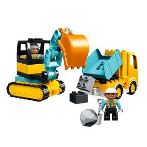 乐高（LEGO）积木得宝10931 翻斗车和挖掘车大颗粒积木桌儿童玩具礼物家居装饰