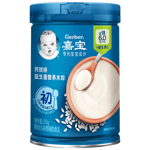 嘉宝（GERBER）强化钙铁锌高铁米粉婴幼儿宝宝辅食米糊维C+铁250g6月+100%真验厂