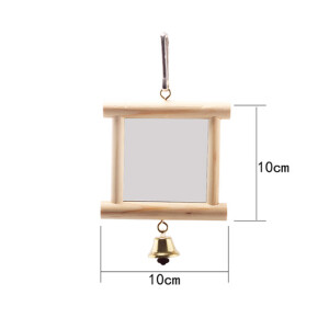 海尔曼斯鹦鹉八哥玩具镜子虎皮牡丹鹦鹉可挂实木站杠鸟玩具物鸟笼配件 实木镜子