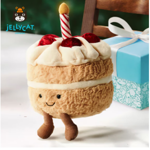 jELLYCAT英国正品草莓生日JELLYCAT蛋糕可爱公仔毛绒玩偶送礼生日礼物送女 草莓生日蛋糕 12*16cm